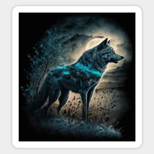 Wolf with teal spark Sticker